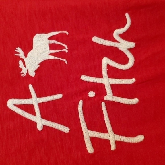 Abercrombie & Fitch Women's Red Embroidered Tee Size Small - Picture 2 of 6
